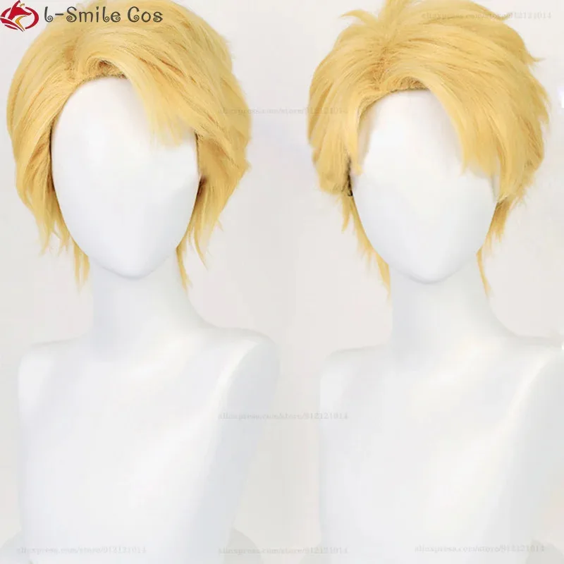 

Аниме cos Loid Forger Косплей Короткие золотисто-желтые волосы Термостойкие синтетические парики для Хэллоуина + шапочка для парика