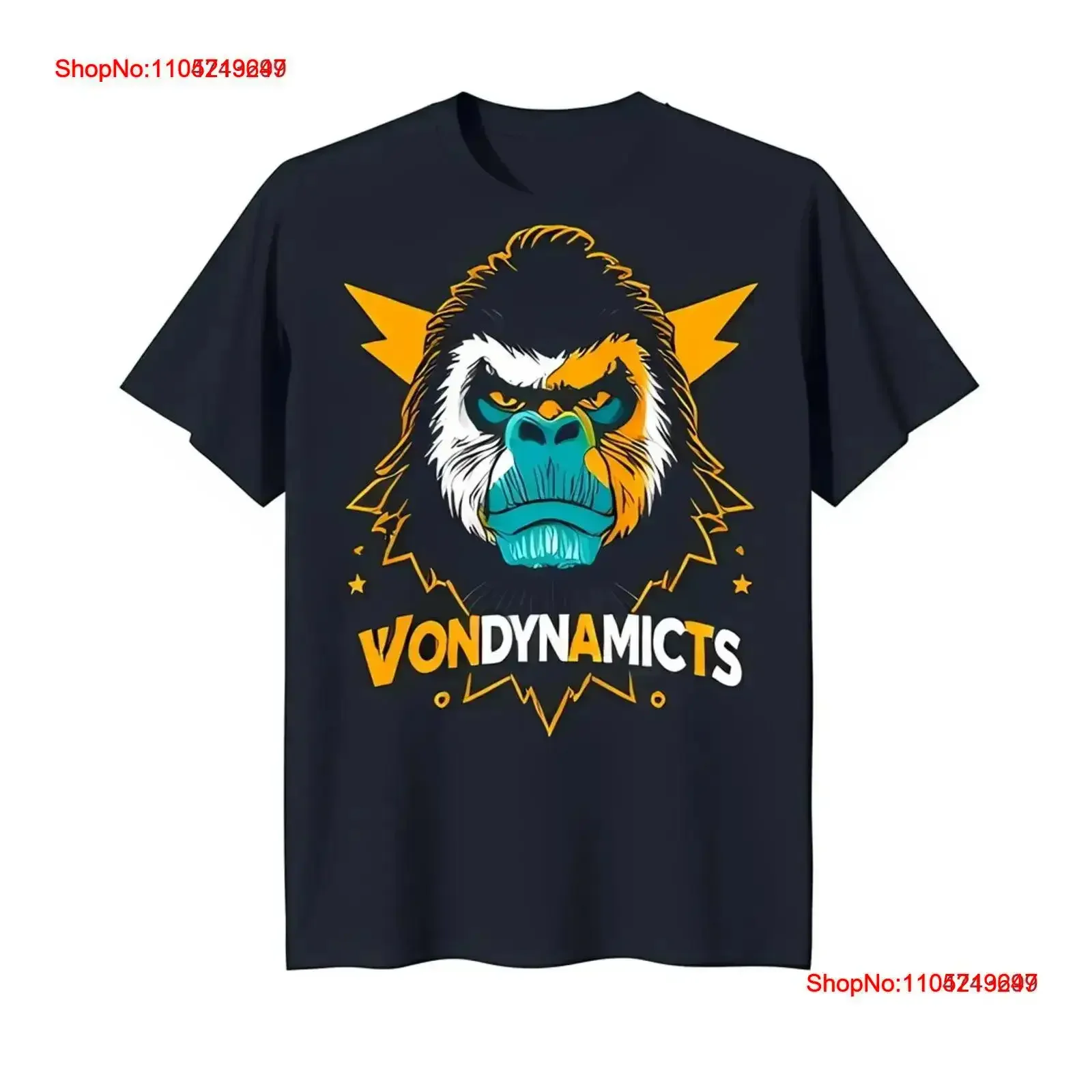 Bold Black T Shirt with Colorful Gorilla Head Yellow Design WONDYNAMICTS vintage Washed homme Slightly Breathable Versatile