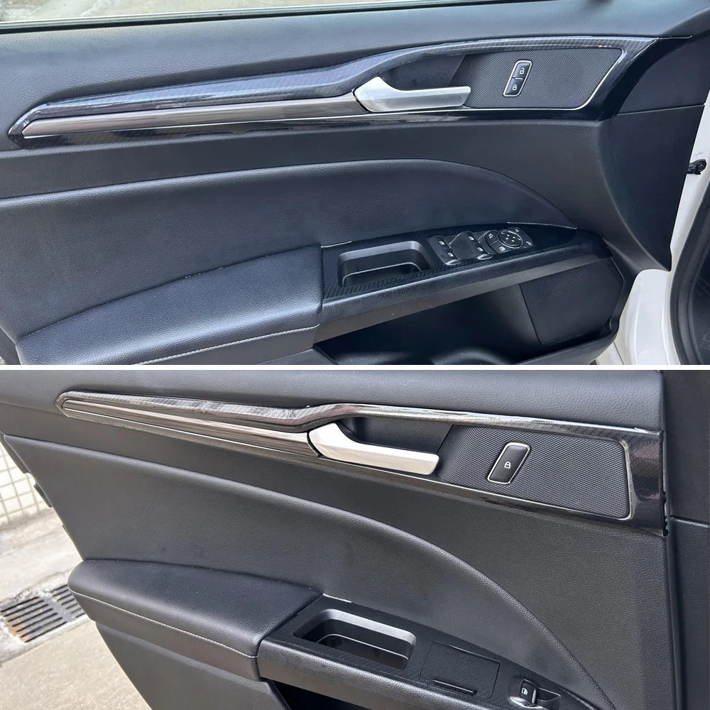 For Ford Ford Fusion 2013-2016 Interior Central Control Panel Door Handle 5D Carbon Fiber Sticker Decals Car styling Accessorie
