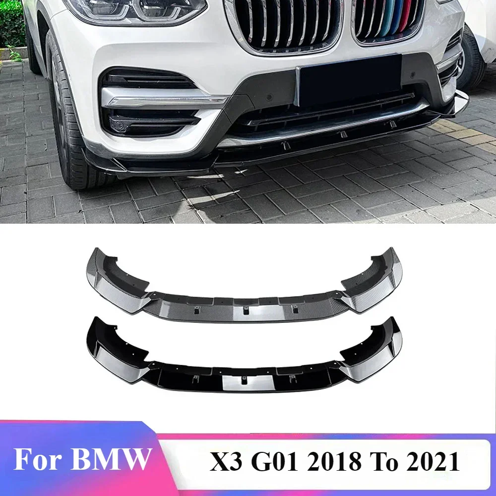 

Front Bumper Separator Bumper Lip Spoiler Splitter High Quality Gloss Black Carbon Fiber 2018 To 2021 For BMW X3 G01 Pre-Lci