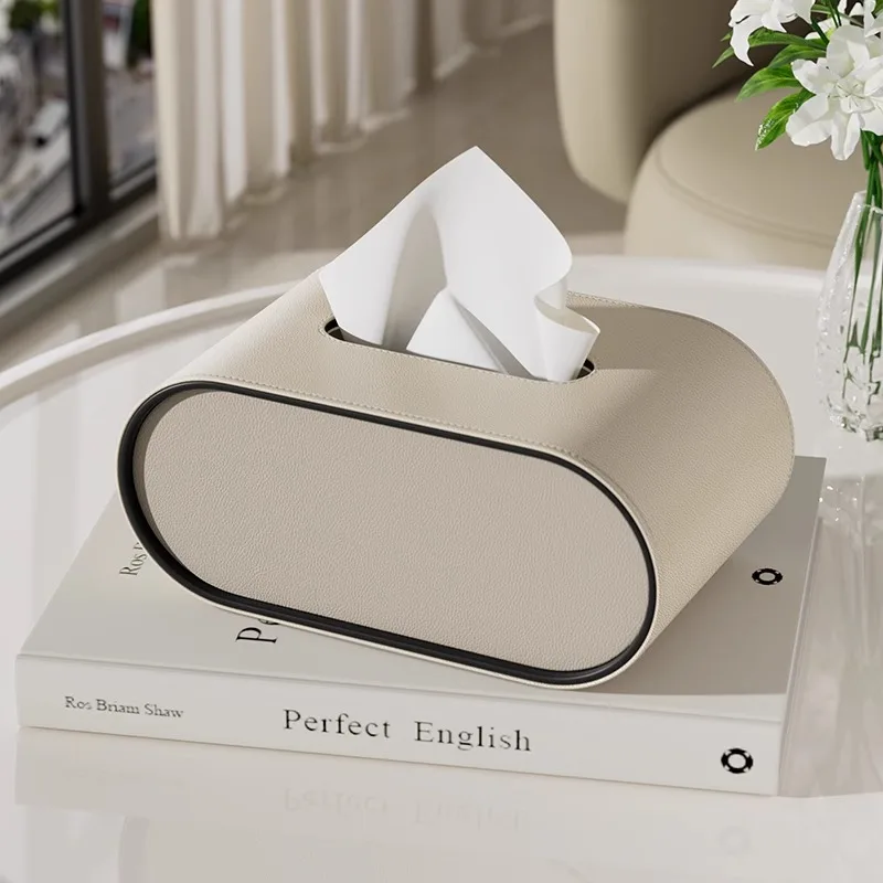 Leather tissue box, simple high-grade tissue box, light luxury tissue box suitable for living room, bathroom, office, hotel