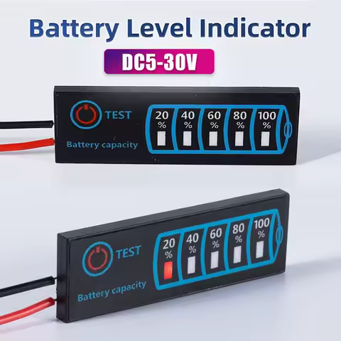 DC5V-30V 2-8S Battery Level Indicator Ternary Lithium Battery Lithium Iron Phosphate Lead-Acid Battery Capacity Display Tester
