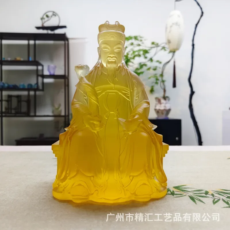 Traditional Chinese Glazed Caishen God of Wealth Statue Ceramic Feng Shui Home Office Decor Lucky Money God Figurine for