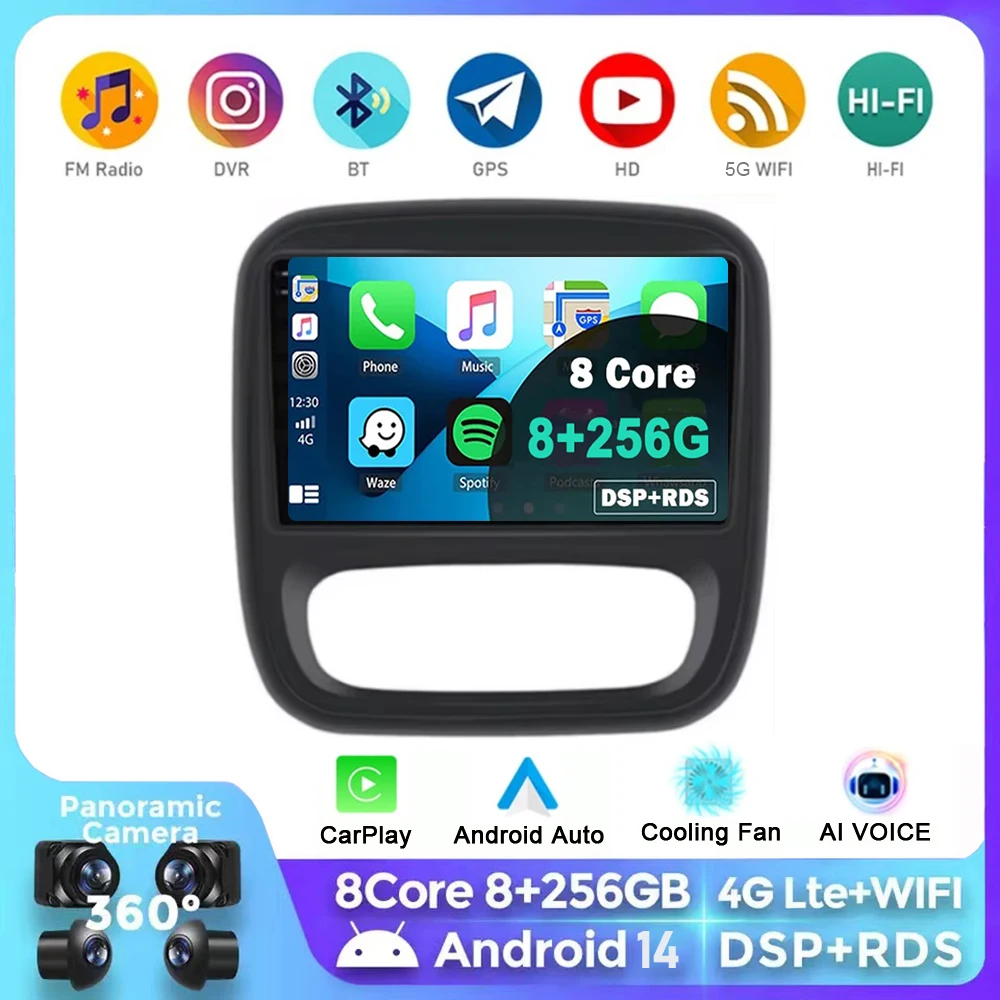 

Android 14 Carplay Car Radio For Renault Traffic 3 2014 - 2021 Opel Vivaro B 2014 -2018 Navigation GPS Multimedia Player WiFi+4G