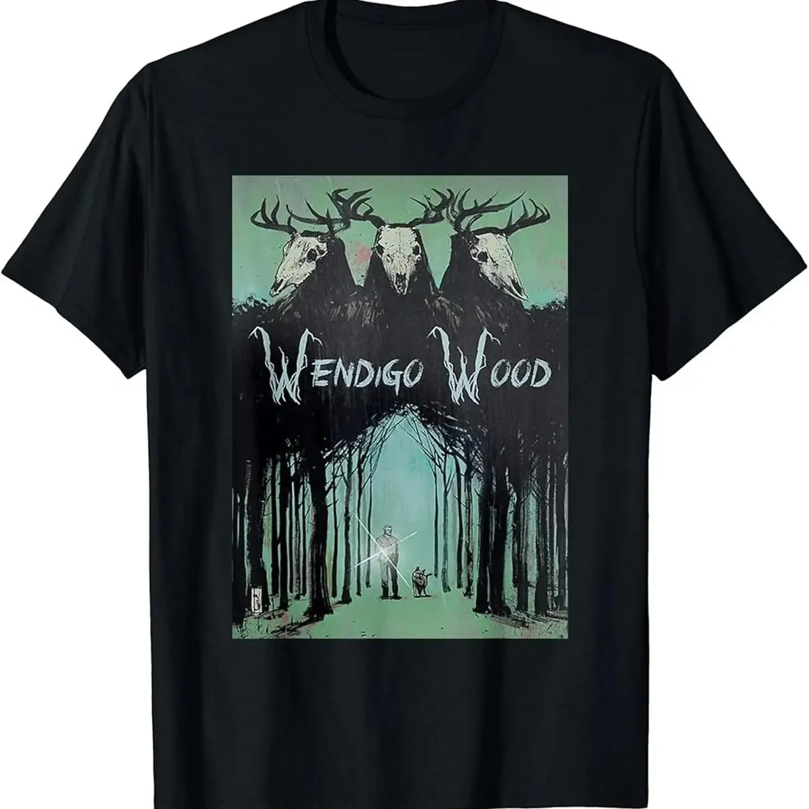 Wendigo Ghost of the Forest Cryptid Wood T Shirt vintage Washed Casual streetwear graphic Soft Stylish Top For Everyday Wear