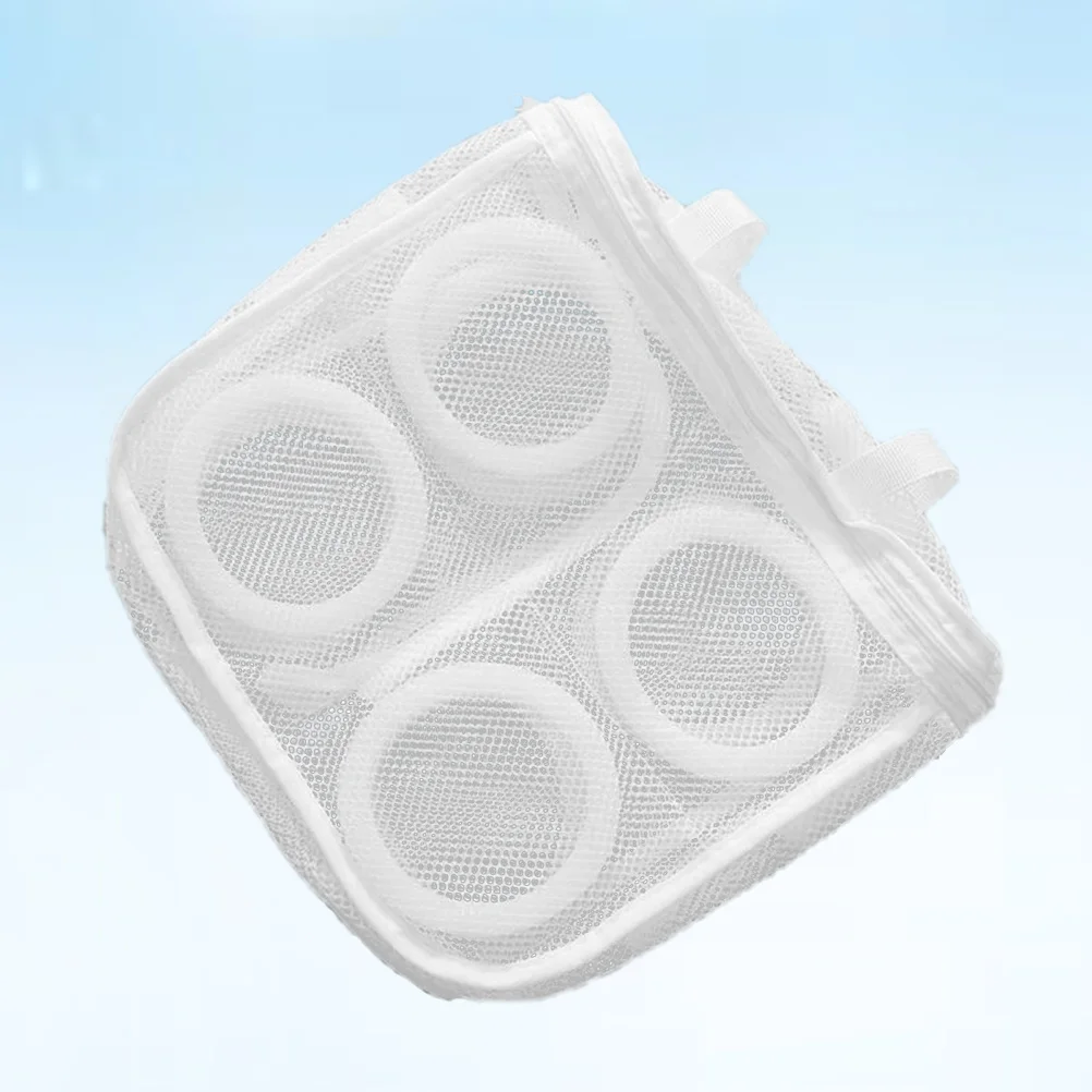 

1pc Portable Foldable Mesh Shoe Wash Dry Baghanging Laundry Organizer For Sneakers Tennis Boots With Elastic Loops