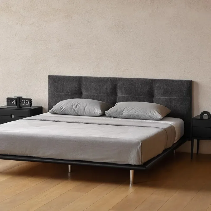 Simple modern solid wood soft bag backrest Italian light luxury furniture bedroom double bed