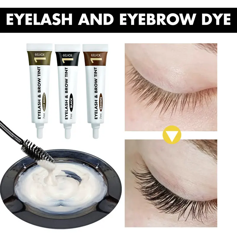 2 in 1 Eyebrow And Eyelash Dye Semipermanent Dye Set Waterproof  Eyelashes Beard Hair Color Toning Professional DIY Makeup Kit