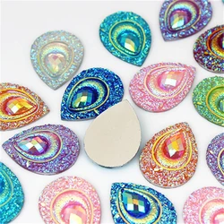 Micui 50pcs 18*25mm AB Clear Drop Resin Rhinestones Crystal Flatback Beads Crafts Scrapbooking Clothing Accessories MC268