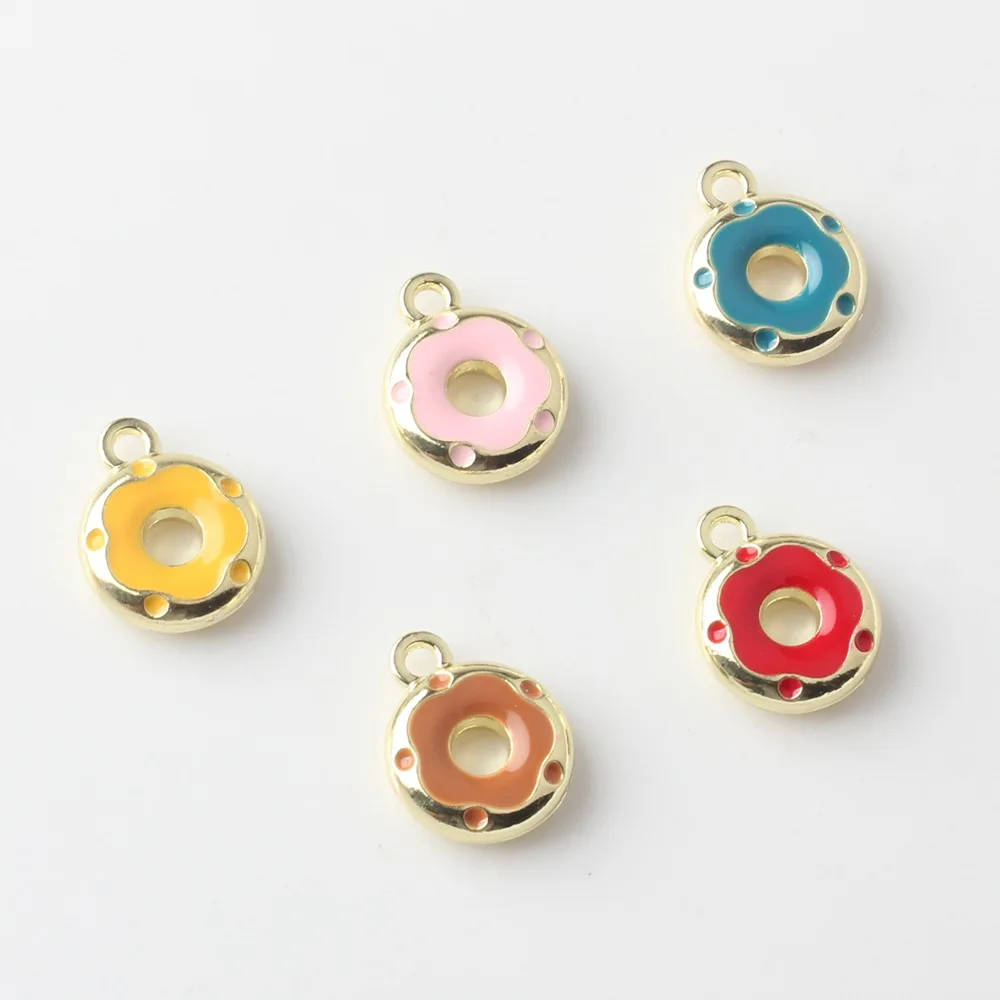 40pcs/lot 10*12mm doughnut pendant alloy enamel charm DIY accessories of necklace bracelet headdress fitting