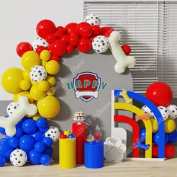 107/111pcs Red Yellow Blue Latex Dog Bone Balloon Garland Arch Kit Patrol Themed For Boy Birthday Party Decor Baby Shower Globos