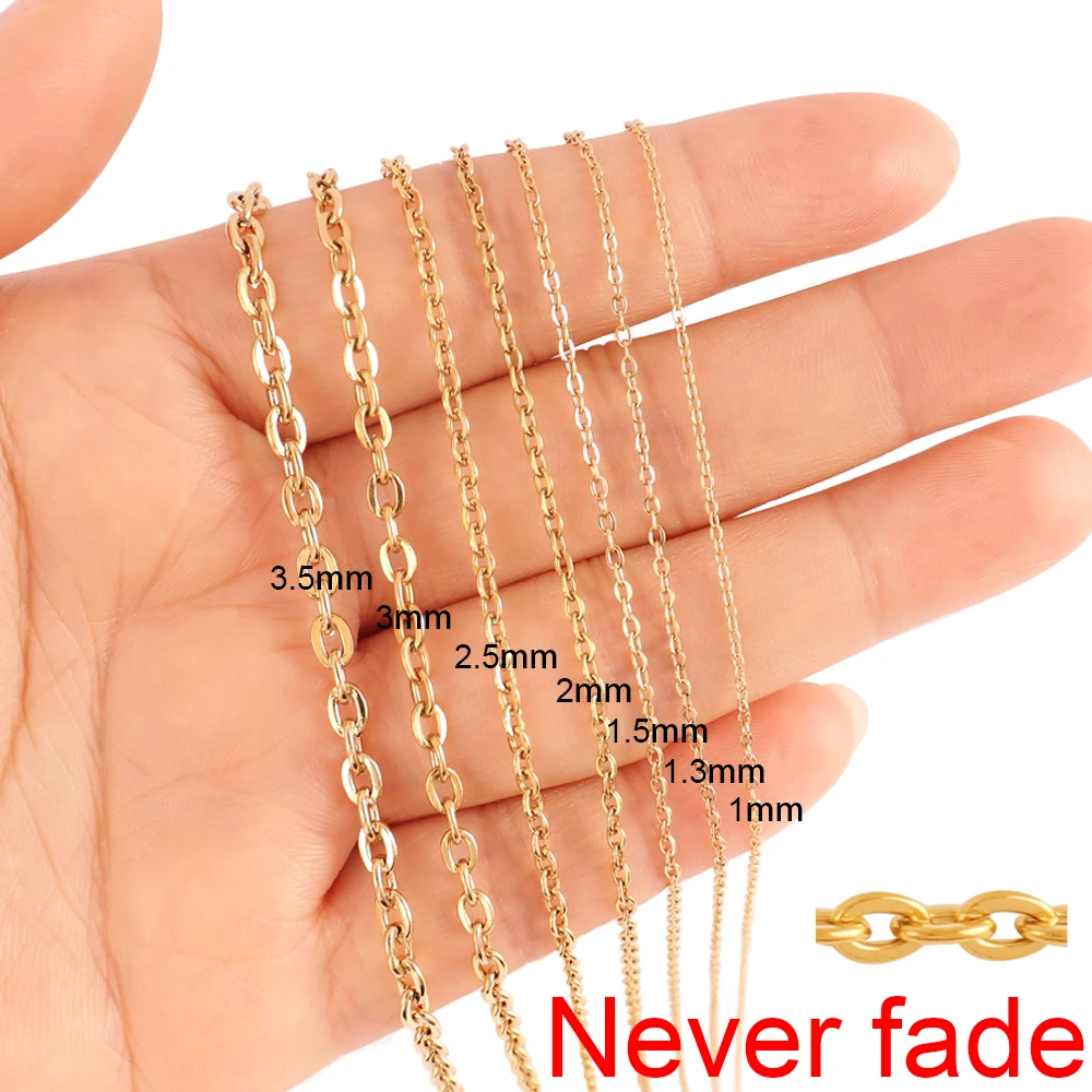1 metr 1/1,5/2mm złoty łańcuszek ze stali nierdzewnej naszyjnik DIY O kształt krzyż łańcuszki na bransoletki komponenty do wyrobu biżuterii