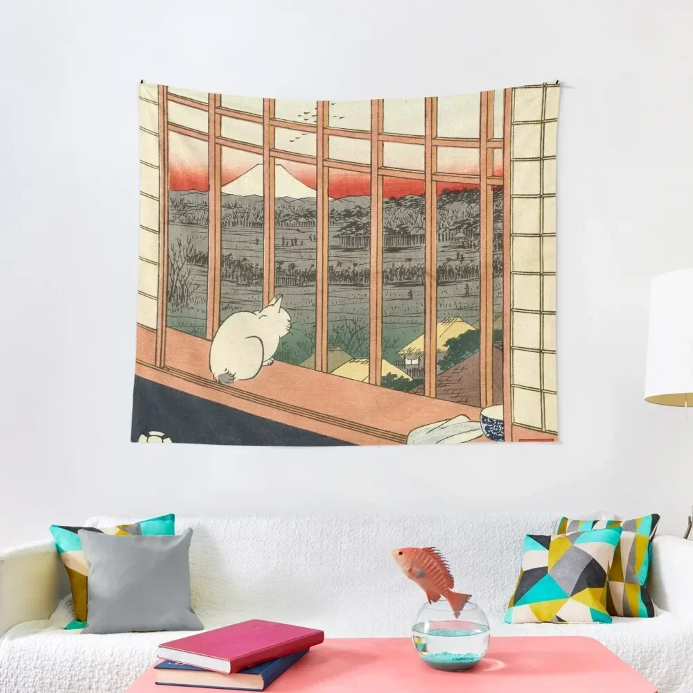 

Cat at the window, Hiroshige Tapestry Room Decor For Girls House Decoration Wall Hangings Decoration Tapestry