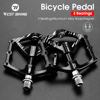 WEST BIKING Bicycle Pedals 3 Bearings MTB Anti-slip Ultralight Aluminum Mountain Road Bike Pedal With Magnet Cycling Accessories