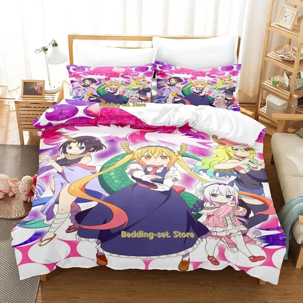 

Miss Kobayashi's Dragon Maid Bedding Set Anime three-piece set Adult Kid Bedroom Duvetcover Sets Kawaii Girls conjunto de cama