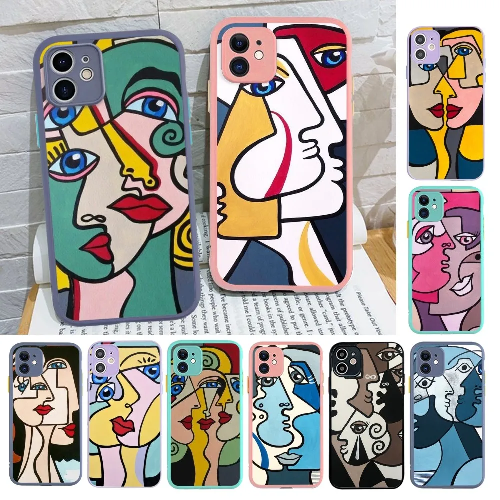 Picasso Abstract Art Painting Phone Case For iPhone 14 X XR XS 7 8 Plus 11 12 13 pro MAX 13mini Matte Shockproof Case