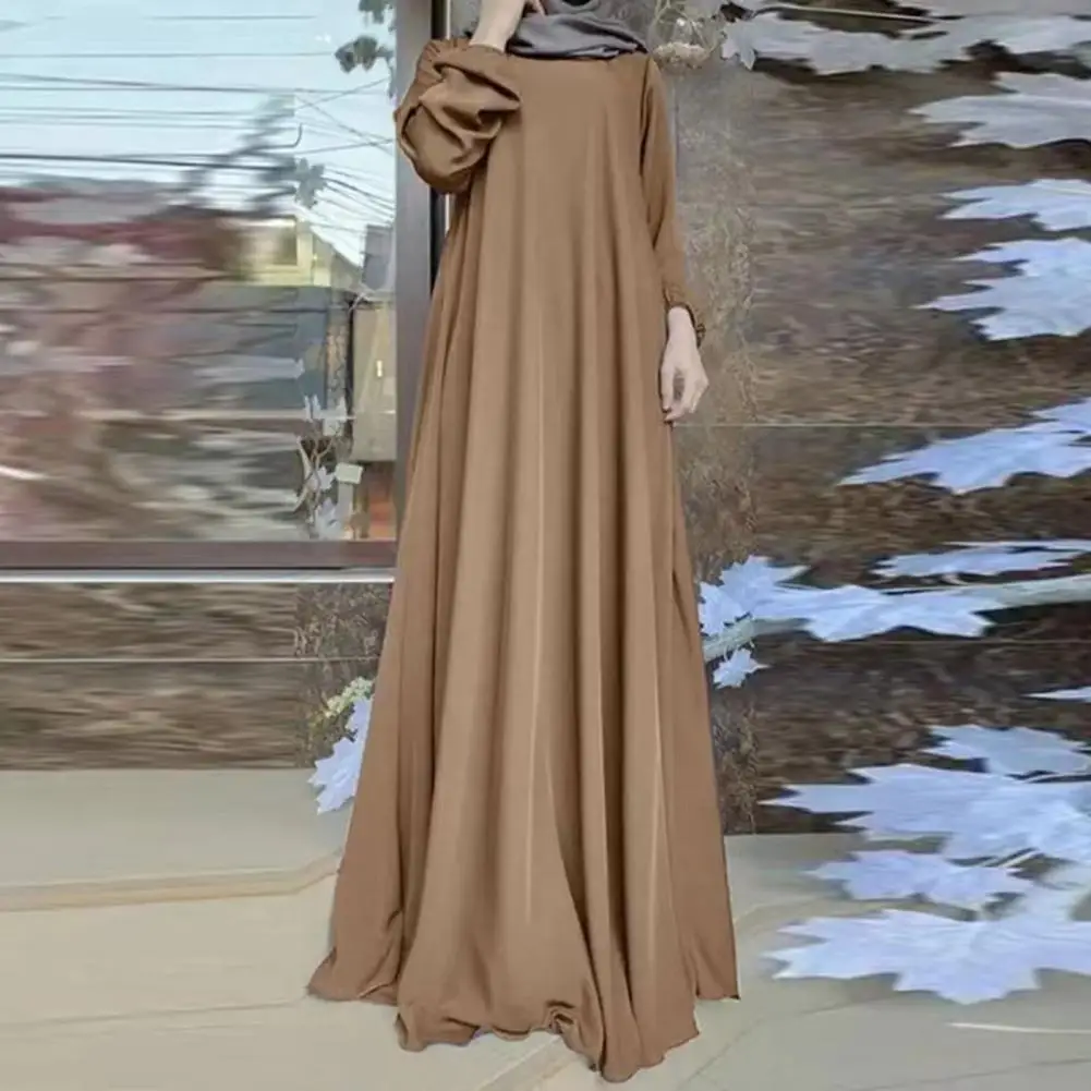 

Женское платье макси с круглым вырезом, длинным рукавом, свободного покроя