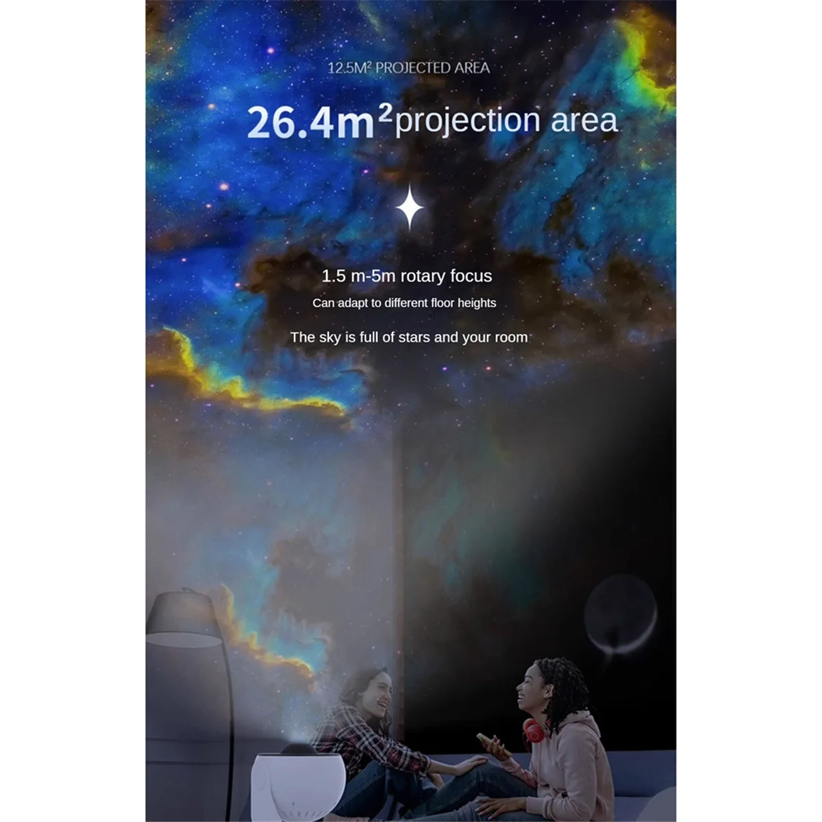 Galaxy Starry Projector Lamp 360° Rotating Starry Night Light Adjustable Projective Lamp for Bedroom, Home, Parties-A