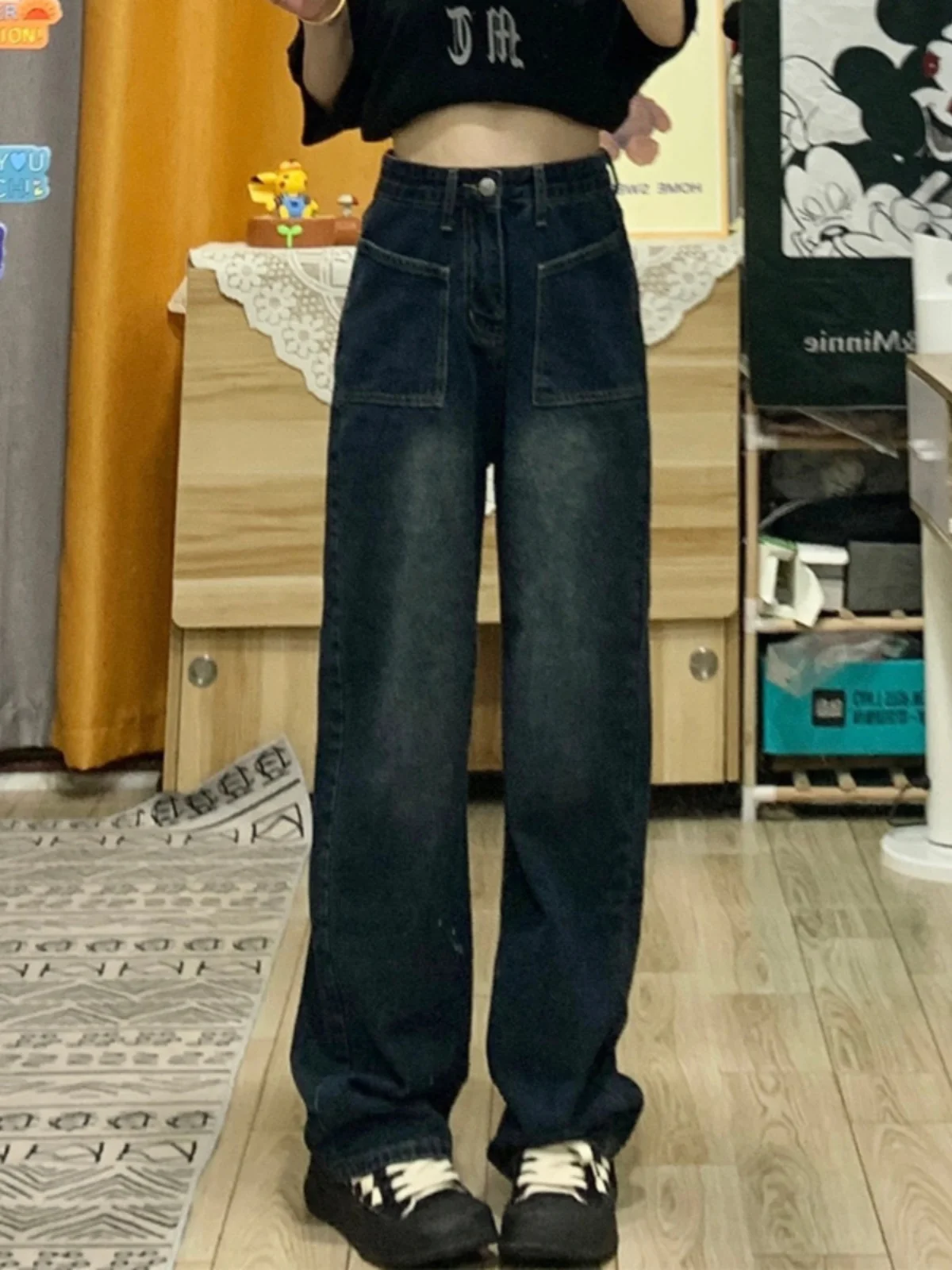 

Women's High Waist Wide Leg Jeans Loose Fit Straight Cut Slimming Trousers Spring Autumn 2024 New plus Size Fashionable