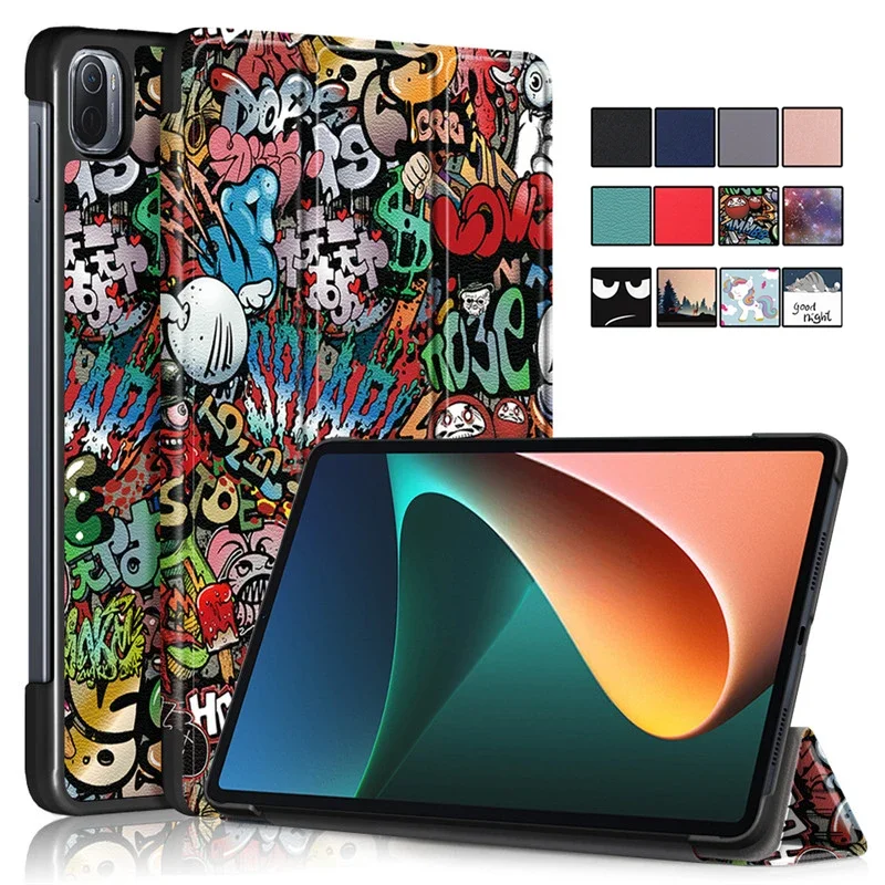 For Xiaomi Pad 5 Case 11 inch Magnetic Shockproof Tablet Cover For XiaoMi Mi Pad 5 Pro 2021 Painted Trifold Shell+Film+Stylus