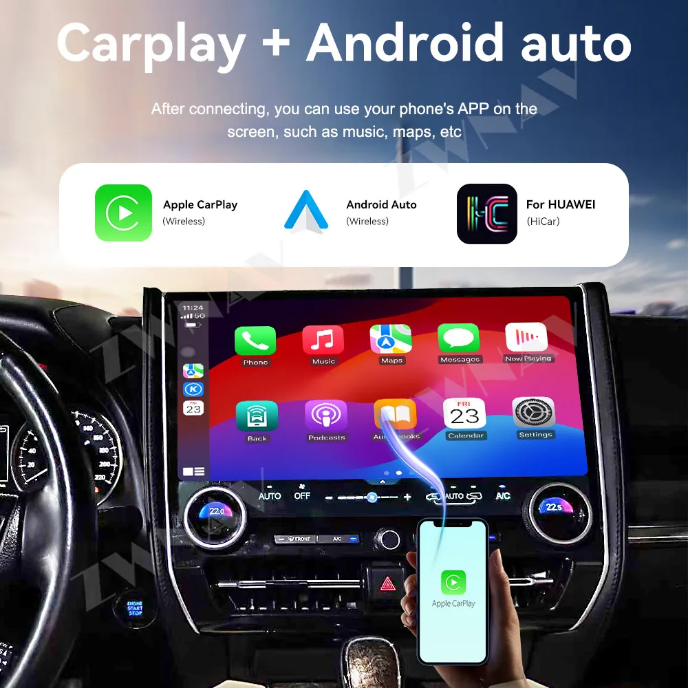 

Android 14 GPS Navigation Carplay 15.7 Inch Touch Screen For Toyota Alphard Vellfire 2015-2019 Auto Radio Stereo Carplay