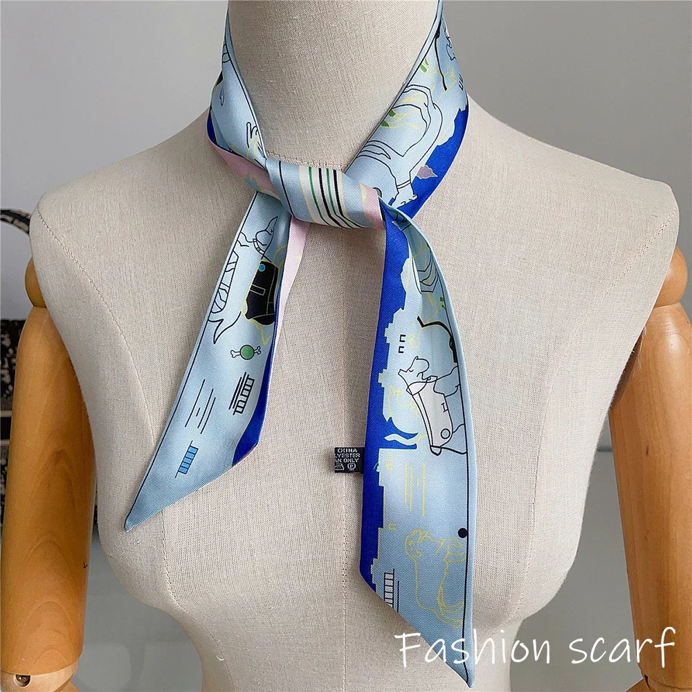 موضة جديدة للمرأة تنوعا رائجة البيع اليقطين النقل ملزمة حقيبة الشريط رباط شعر شريط مزخرف وشاح صغير وشاح حريري #2