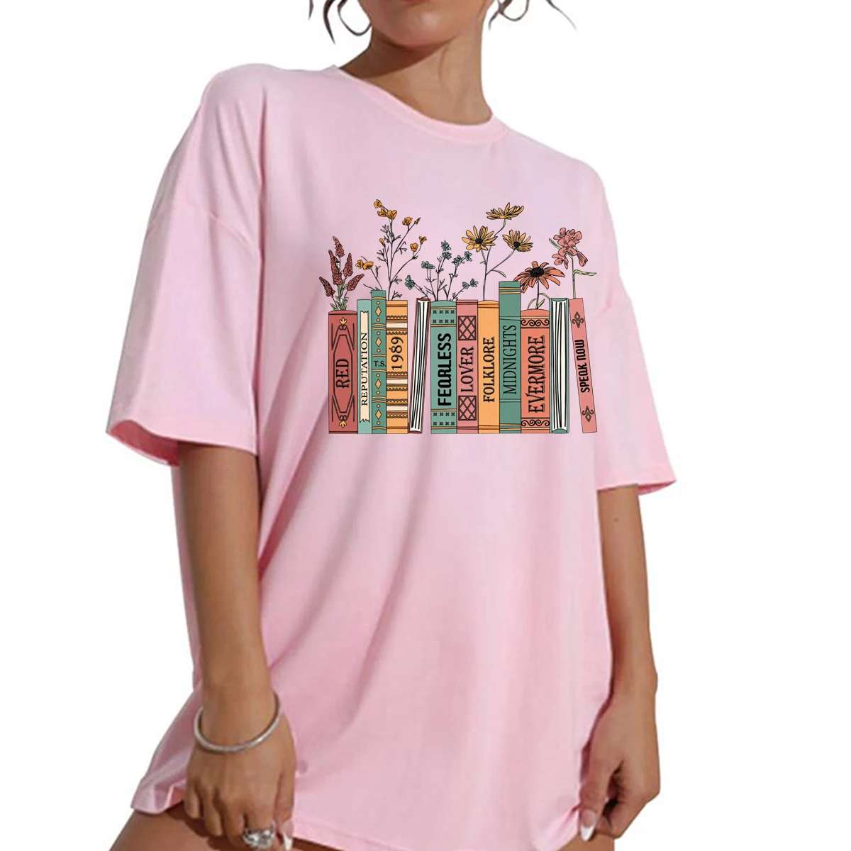 2024 Hot T-Shirt Taylor Albums Book Flowers Country Music Lover Swift Shirt Gift Shirt Summer Oversized (Us Size)