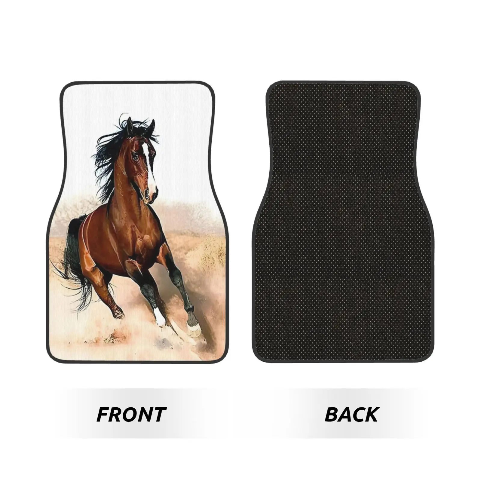 Galloping Horse Pattern Car Floor Mats Non-Slip Carpets Rugs Front & Rear Car Foot Mats Set of 4 Pieces Auto Accessories Decor