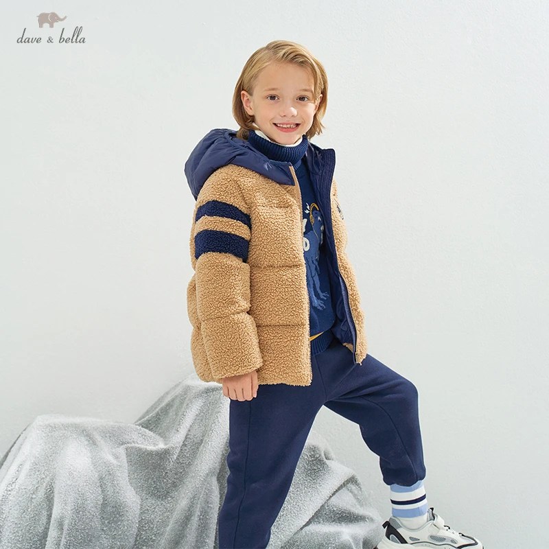 

DK4224392 Dave Bella Winter Baby Boys 5Y-13Y Fashion Solid Hooded Down Coat Children 90% White Duck Down Padded Kids Jacket