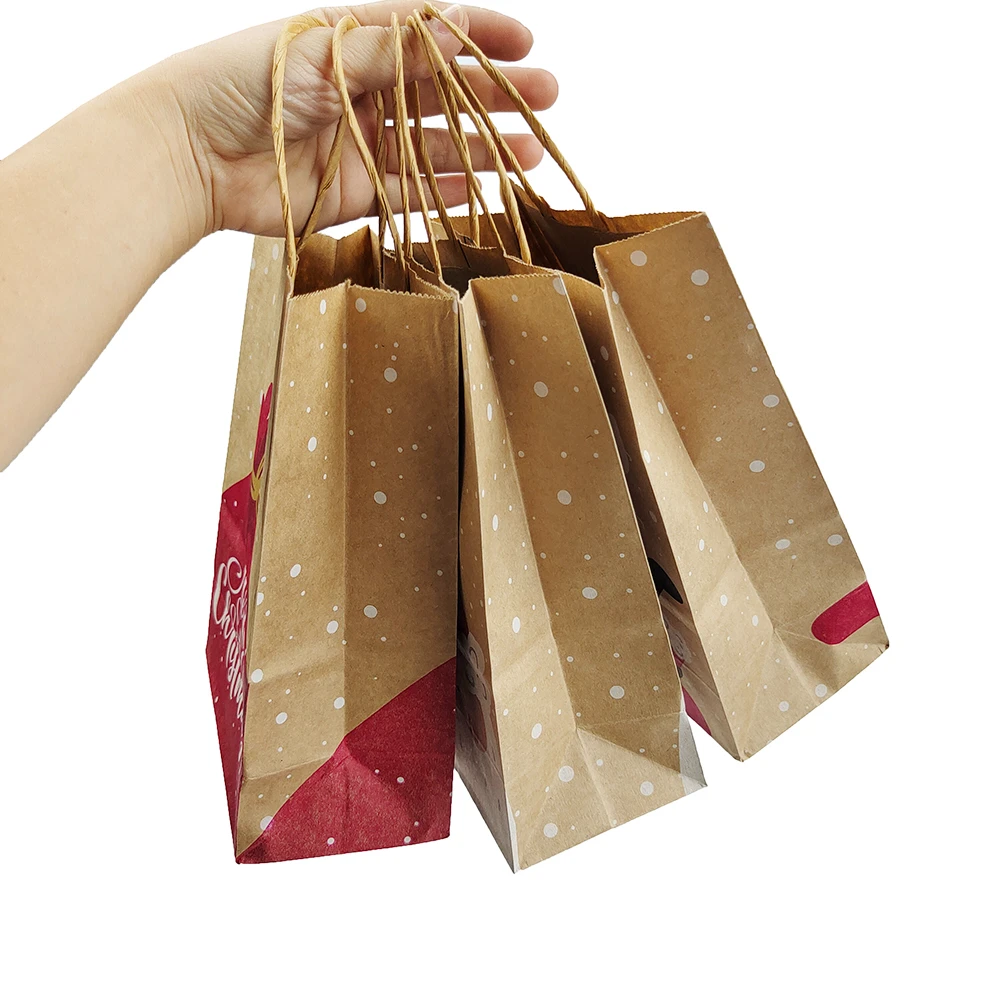 4 Stück Weihnachtsgeschenktüten aus Kraftpapier, Süßigkeiten- und Kekstüten, Verpackungstüten für Neujahrspartys, Snack-Geschenkverpackung, Weihnachtstüten 2026 – Detail 6