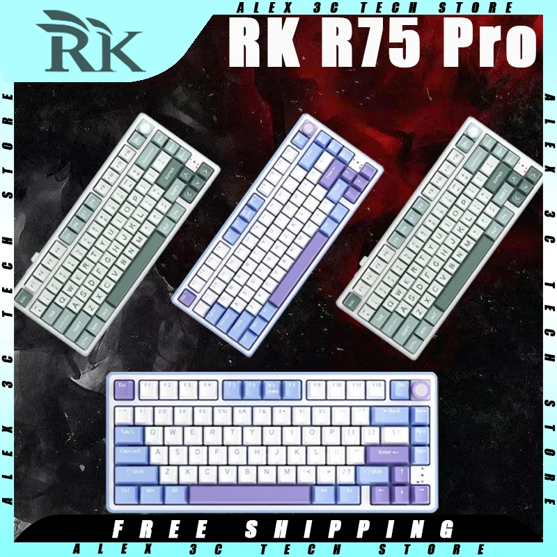 

RK R75 Pro Mechanical Keyboard 3Mode Wireless Bluetooth Gasket Structure Hot Swap PBT Keycaps Laptop PC Gamer Accessories Gifts