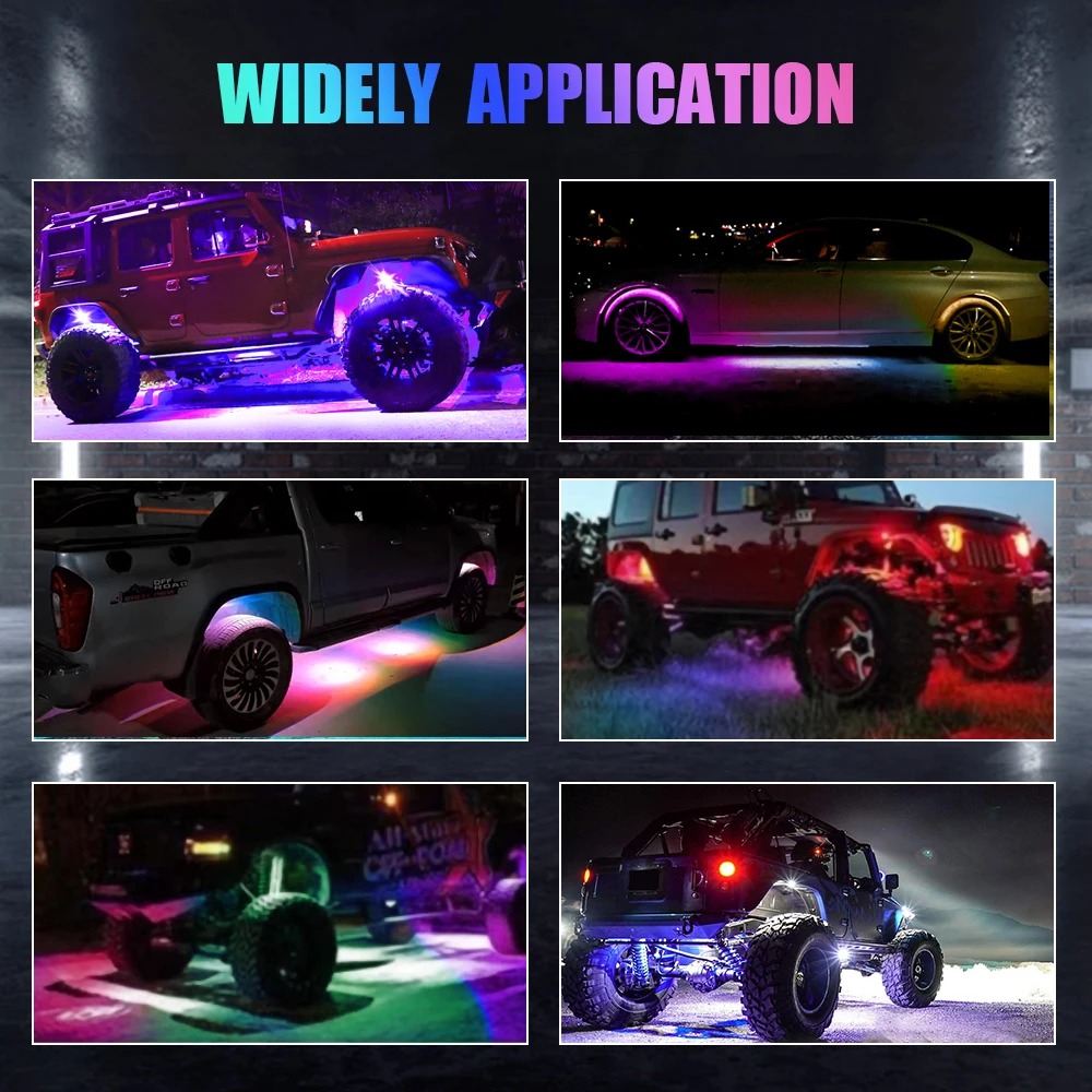 12V RGB Lights Car Chassis Undergolw Decorative Ambient Lamps LED Bluetooth Smart Cartronics For Boat Jeep Off Road 4x4 Truck