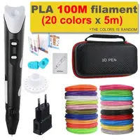 Bolígrafo de impresión 3D, filamento PLA de 100m, lápiz de colores de dibujo 3D con bolsa de almacenamiento para niños, arte DIY, regalo de cumpleaños y Navidad