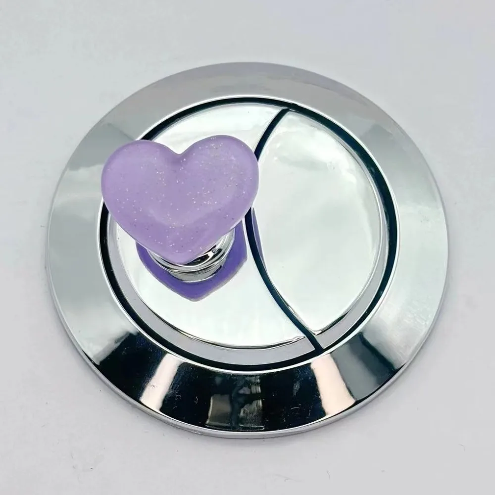 Fashion Heart Shape Toilet Press Glitter Nail Protector Water Tank Buttons Colorful Push Switch Toilet Button Bathroom