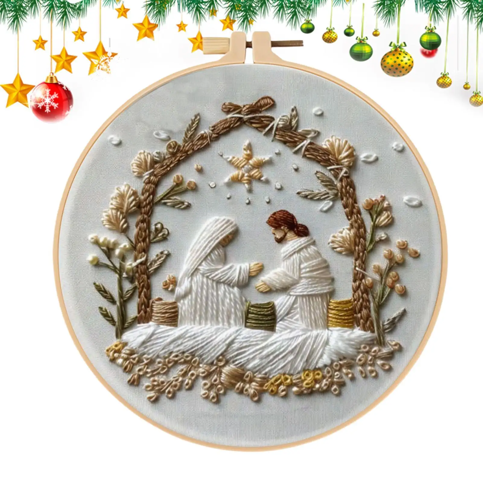 

Рождественские наборы для вышивания для начинающих, набор узоров для рождественской вышивки, швейная игла с обручкой, нить для легкого изготовления хобби