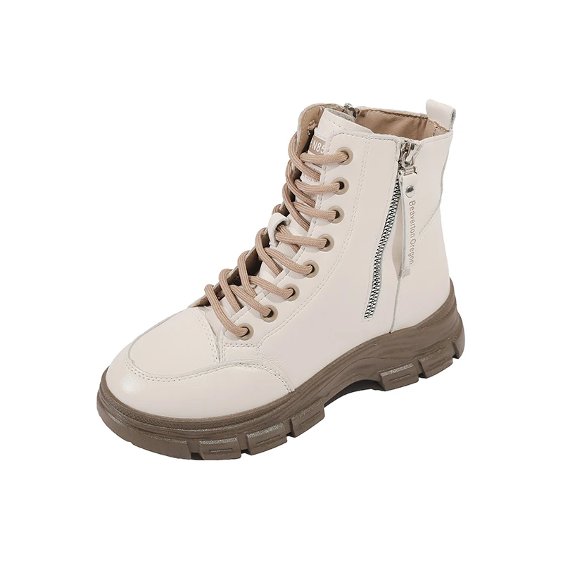 Bota de tornozelo monocromática de dedo redondo feminina, sapatos com cordões dianteiros, alta qualidade, moda profissional e profissional, venda quente, 2024