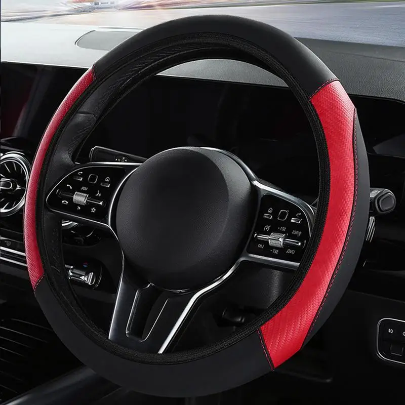 38cm Microfiber Leather Steering Wheel Cover Universal Non-Slip Elastic Steering Cover Auto Decoration Covers Accessories