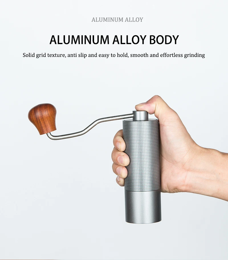 Professionelle manuelle Kaffeemühle, Upgrade, Ganzmetallgehäuse, rutschfestes Design, tragbare Mühle, Grat im Inneren – Detail 3