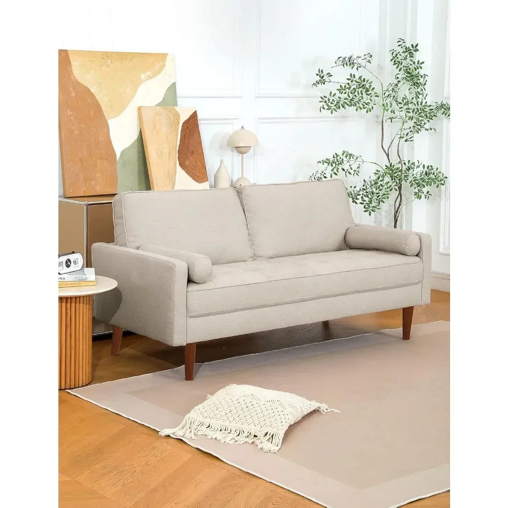 Canapé en tissu de 68 pouces, sofa causeuse avec 2 coussins, petits canapés pour petits espaces, meubles modernes du milieu du siècle