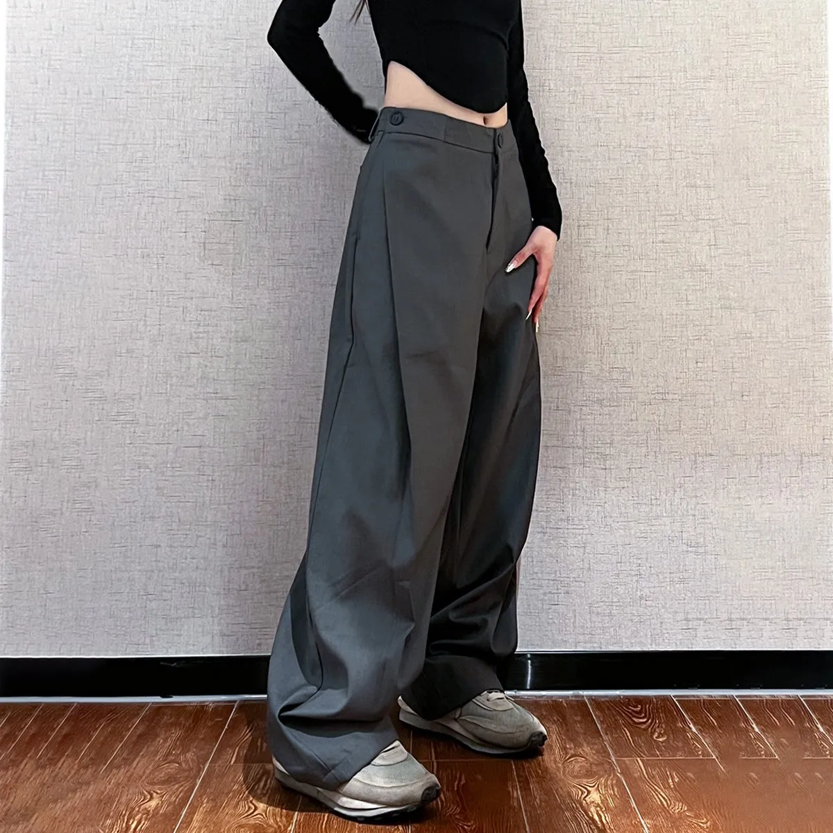 

Design Suit Pants, Casual Loose Wide-Leg Floor-Length Trousers, Unisex, New Trendy Style For Spring And Autumn