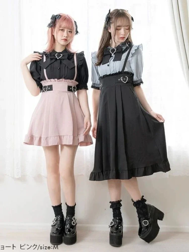 2024 Y2k Aesthetic Harajuku Style Sweet Girl High Waist Mini Ruffled Skirt Slim Women Solid Japanese Gothic Jk Saia Feminina