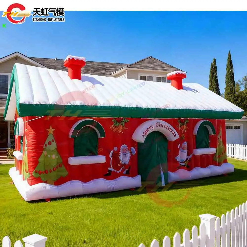 Schneller Versand, riesiges aufblasbares Weihnachtshaus-Nachtclub-Zelt für Party-Events im Freien, kommerzielle aufblasbare Weihnachtsmann-Grotto