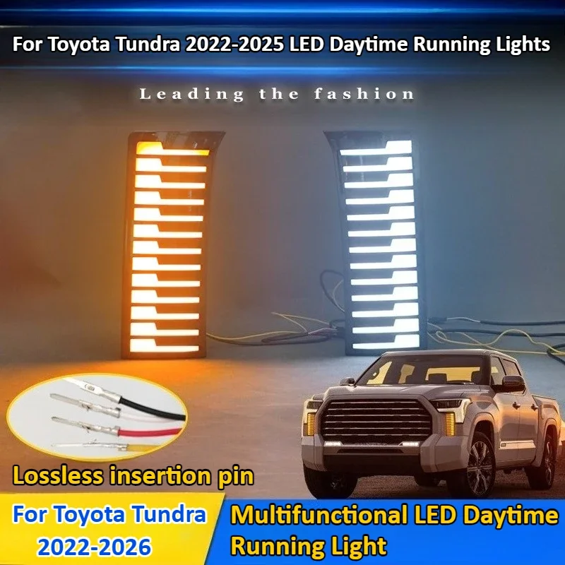 

For Toyota Tundra 2022 2023 2024 2025 2Pcs LED Daytime Running Light DRL Dynamic Turn Signal Front Bumper Fog Lamp Assembly