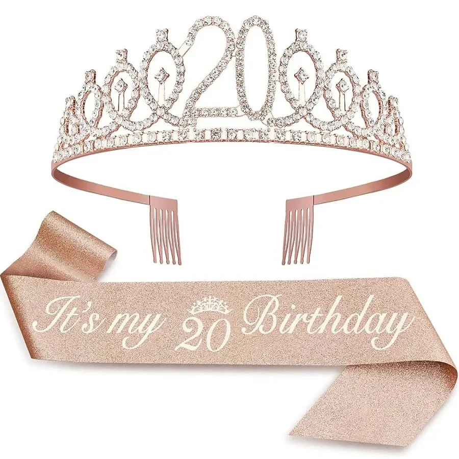 Geburtstagsschärpe & Krone für Frauen und Mädchen 15., 20., 25., 30., 35., 40., 45., 50., 55., 60., 65., 70. Geburtstag Partydekoration Geschenke – Detail 17