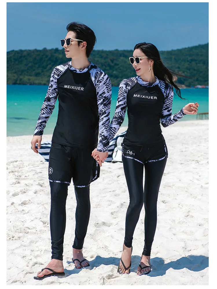 

Женские/мужские 3-5 шт. Рашгарды, рубашка на молнии + брюки + плавки, защита от солнца, купальники с длинными рукавами, купальники для всего тела, бикини