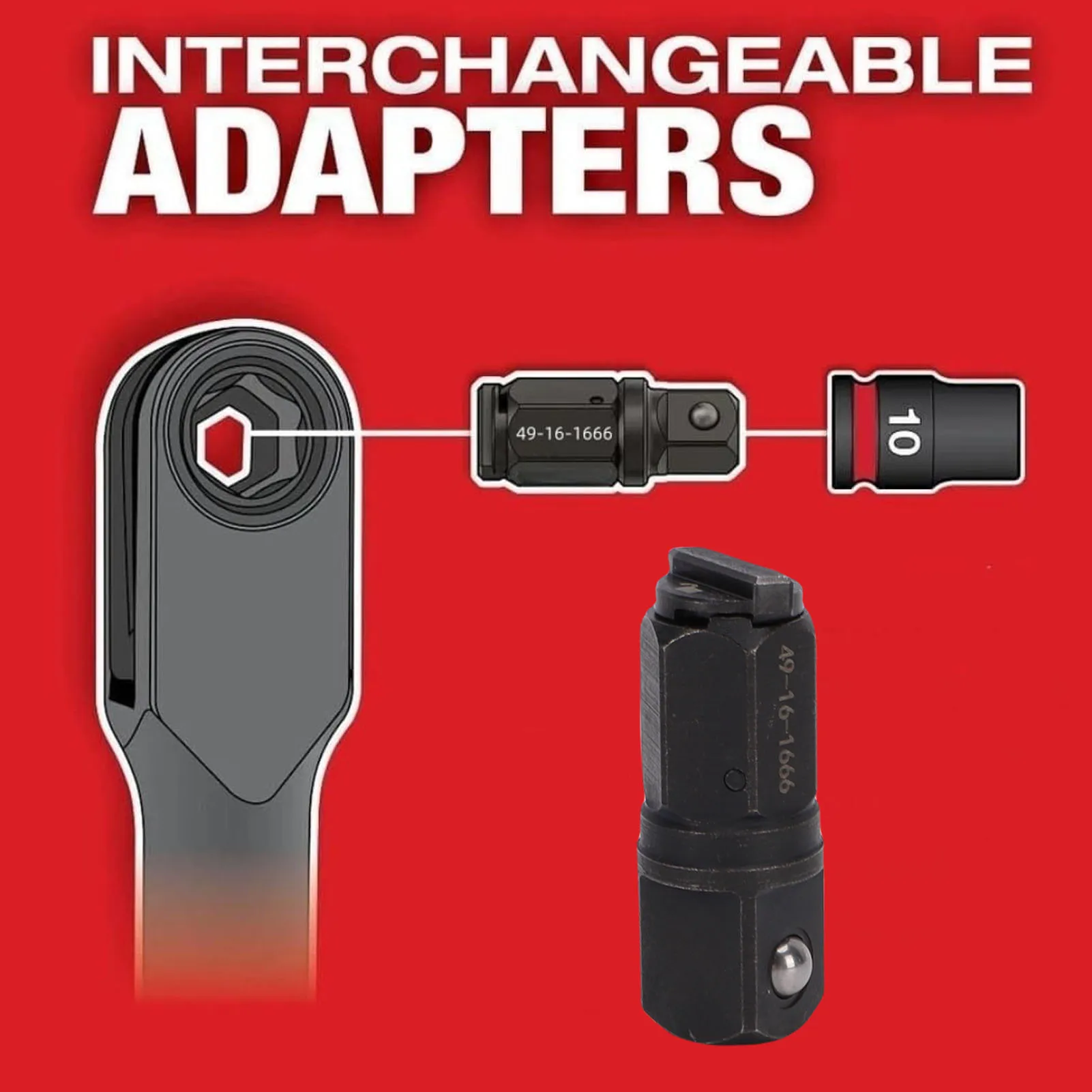 Adaptador de Trinquete con Función de Bloqueo para Milwaukee M12 FUEL INSIDER, Repuesto de Trinquete de Acero al Carbono