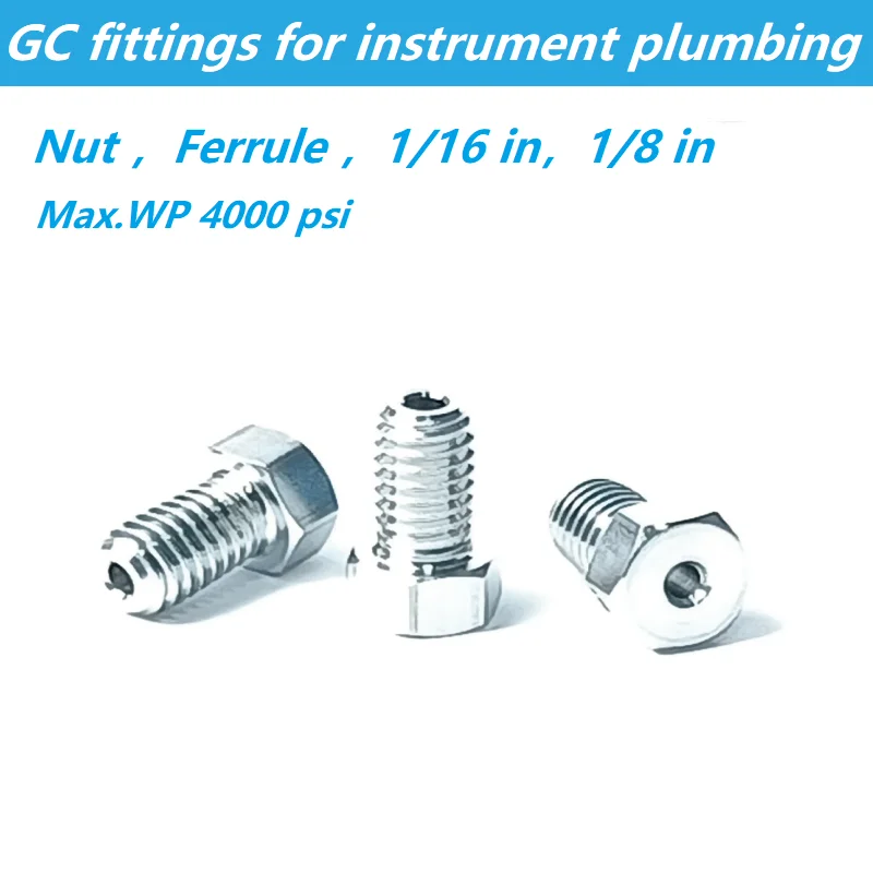 1/16 inch NUT FERRULE 1/8 inch GC HPLC Fittings for Instrument Plumbing Stainless Steel Connector for Agilent Shimadzu