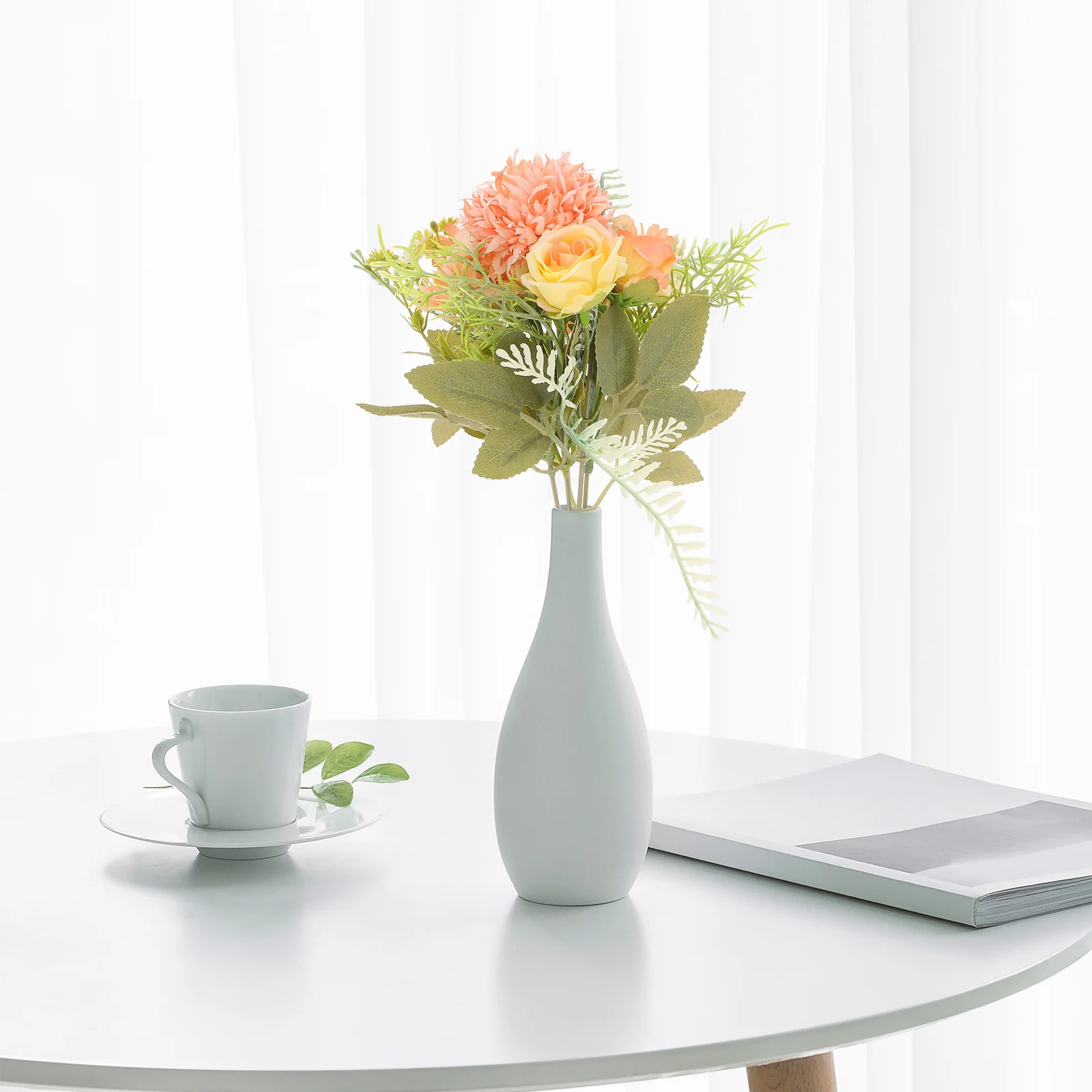 

4Pcs Artificial Flowers Bouquet Fade Resistant Simulated Florals for Indoor Decoration Wall Hanging Centerpiece Vase Arrangement