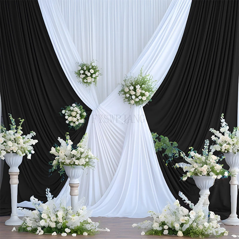 Background Elastic Cloth Rod Ceiling Stage Curtain Wedding Decoration Layout Hanging Cloth Scene Curtain