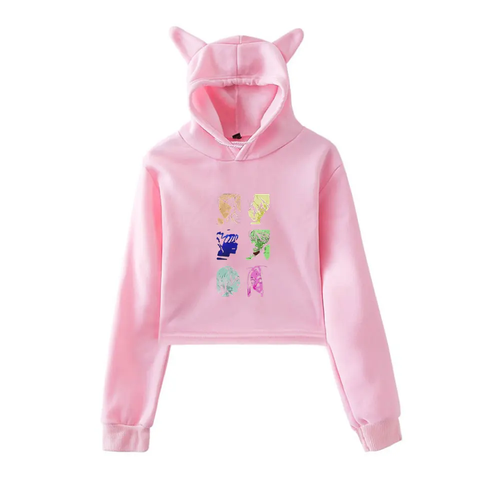 Alien Stage Merch Vintage anni '90 Streetwear logo Felpa con cappuccio Felpe con cappuccio per ragazze Cat Ear Crop Pullover sportivo alla moda